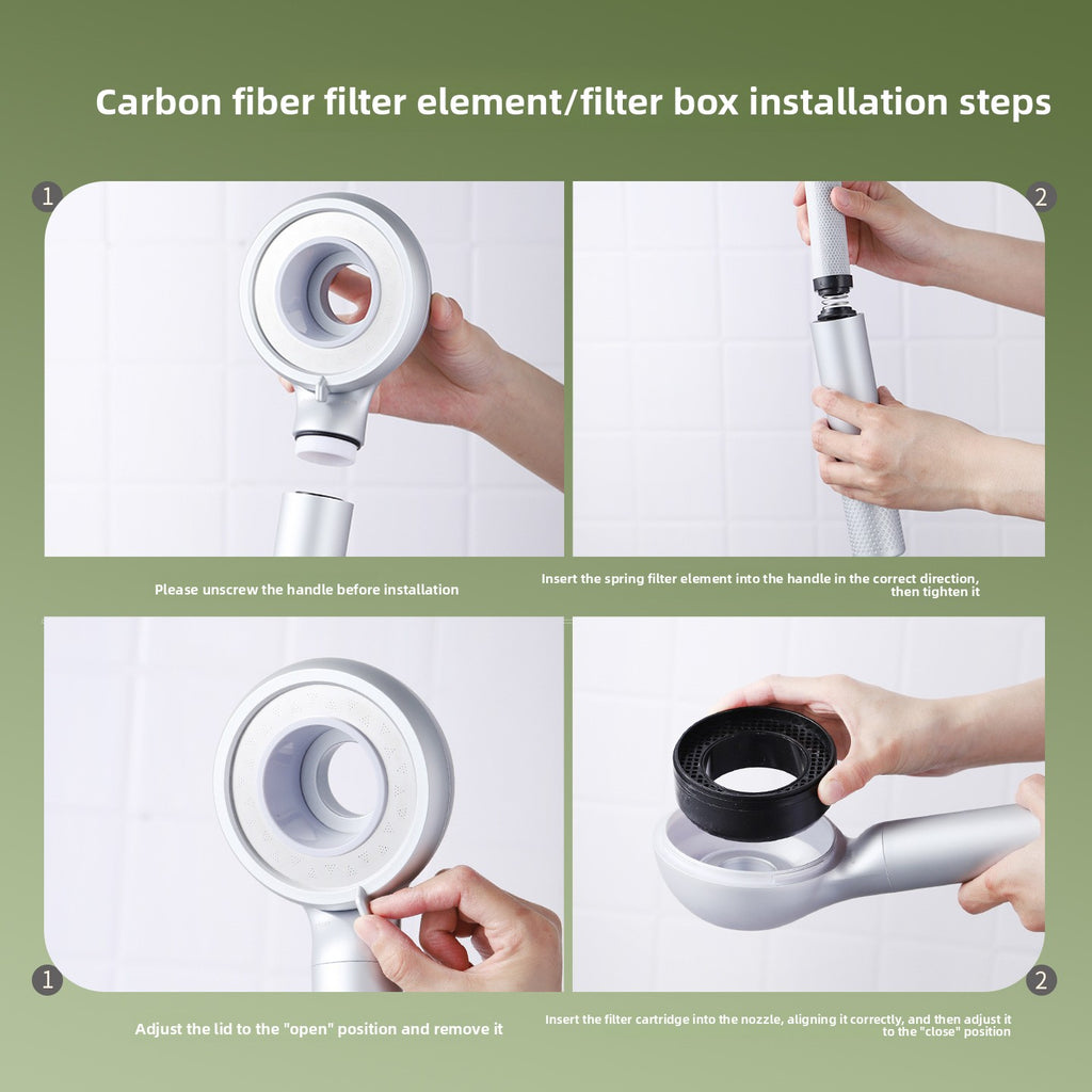 Handheld Shower Head with KDF Filter and Pressure Boost